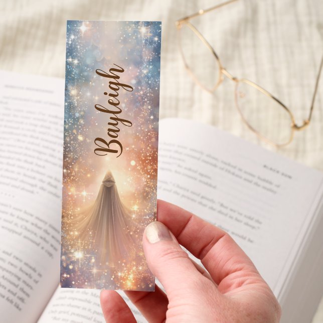 Cosmic Wanderer Golden Blue Nebula Bookmarks (Hand)