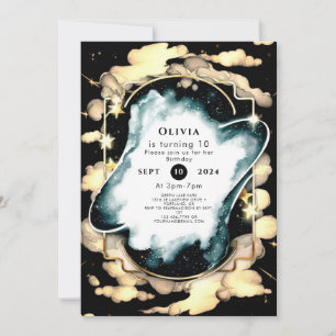 Cosmic Watercolor Space Birthday Invitation