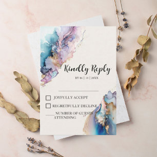 Cosmic Watercolor Wedding RSVP Cards