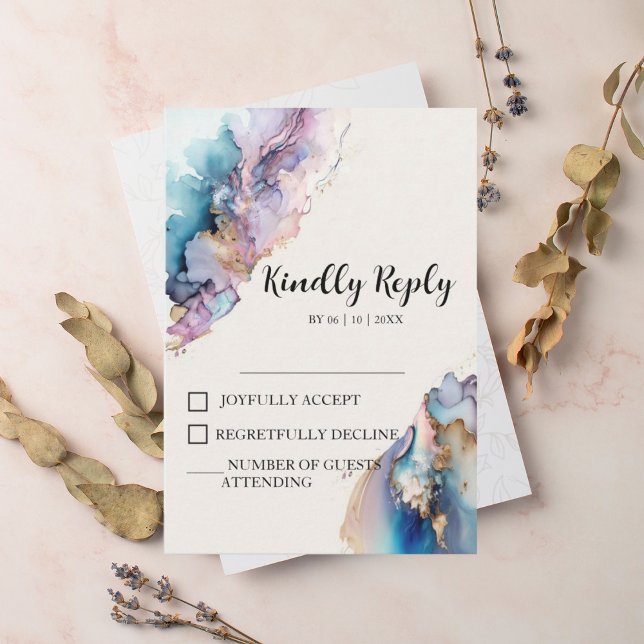 Cosmic Watercolor Wedding RSVP Cards (Creator Uploaded)