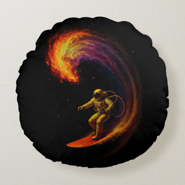 Cosmic Wave Rider Round Pillow (Front)