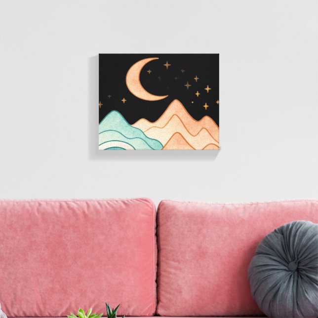 Cosmic Waves and Mountains Canvas Print (Insitu(LivingRoom))