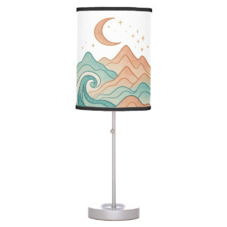 Cosmic Waves and Mountains Invitation Table Lamp