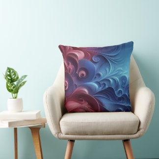 Cosmic Waves Red And Blue Throw Pillow