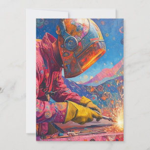 Cosmic Welder - Abstract Welding Art Print Invitation