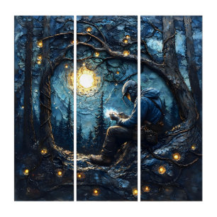Cosmic Welder Art–Starry Night Welding Masterpiece Triptych