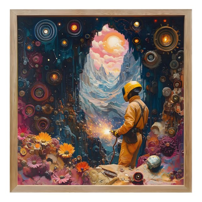 Cosmic Welder in Floral Dreamscape -  Welding art (Front)