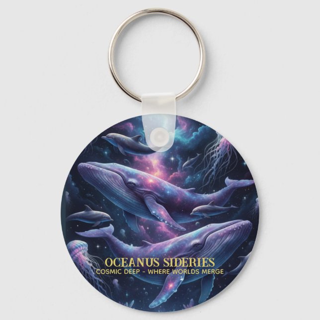 Cosmic Whale Galaxy Ocean Keychain (Front)