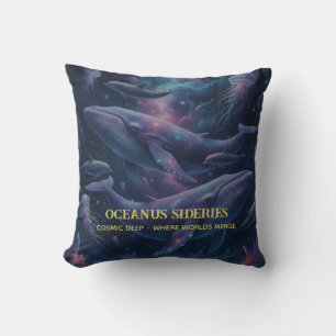 Cosmic Whale Galaxy Ocean Throw Pillow