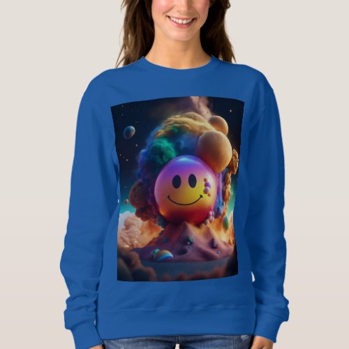Cosmic Whimsy 3D Rainbow Funnel with Golden Bubbl Sweatshirt