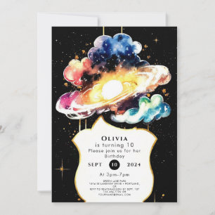 Cosmic Whimsy Space Birthday Invitation