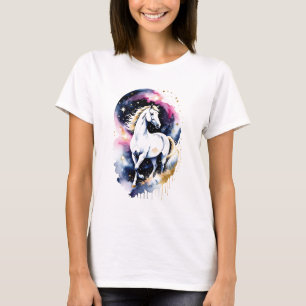 Cosmic White Horse T-Shirt