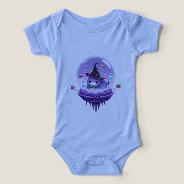 Cosmic Witch Cat Kawaii Baby Bodysuit (Design Front)