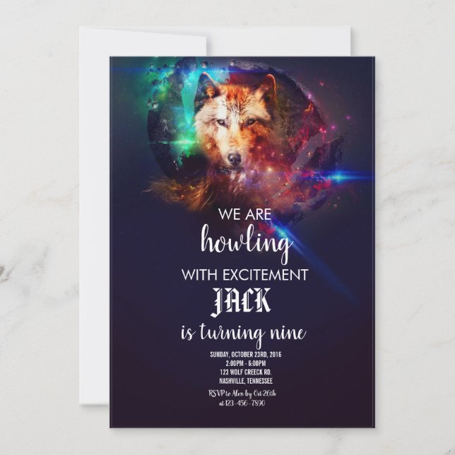 Cosmic  Wolf | Birthday Party Invitation (Front)