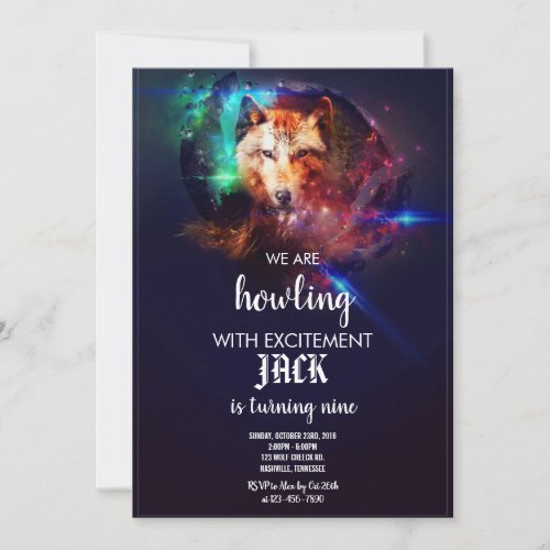 Cosmic  Wolf  Birthday Party Invitation