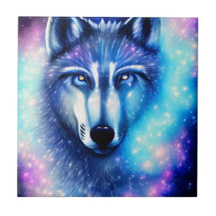 Cosmic Wolf Ceramic Tile
