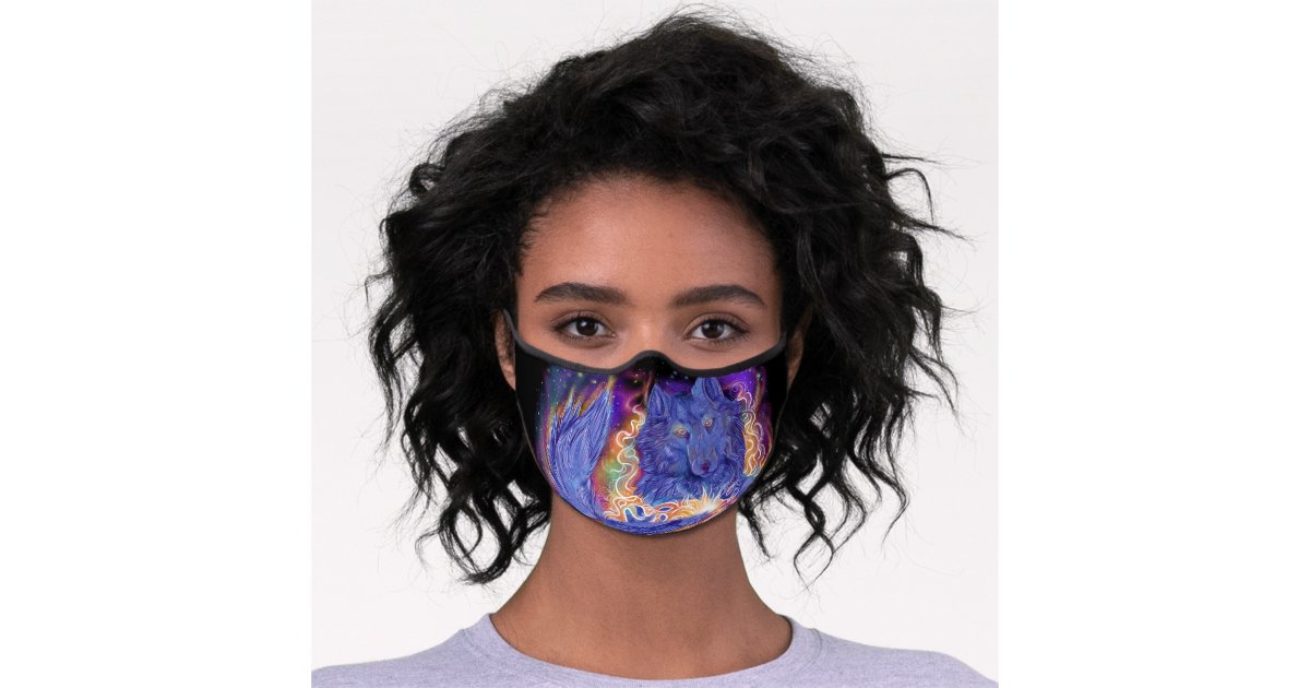 Handmade, Accessories, Wolf Tattoo Art Design Minimalist Face Mask  Washable Reusable