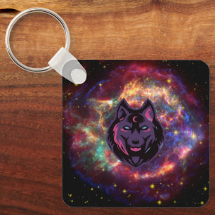 Cosmic Wolf, Purple Celestial Spirit Keychain