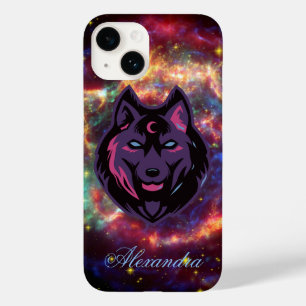 Cosmic Wolf, Purple Graphic Art, Galaxy Background Case-Mate iPhone 14 Case