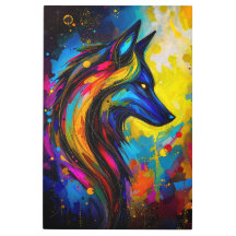 Cosmic Wolf Spirit - Vibrant Abstract Animal