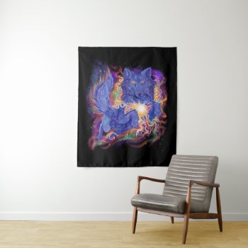 Cosmic Wolf Tapestry by Shadowind_ErinCooper at Zazzle