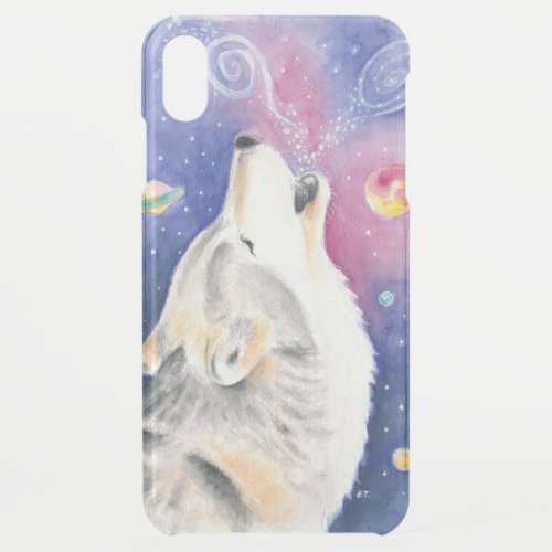 Cosmic Wolf Watercolor Art iPhone XS Max Case