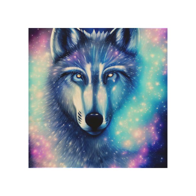 Cosmic Wolf Wood Wall Art (Front)