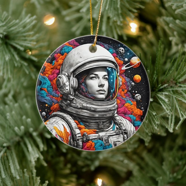 Cosmic Woman Astronaut Ornament (Tree)