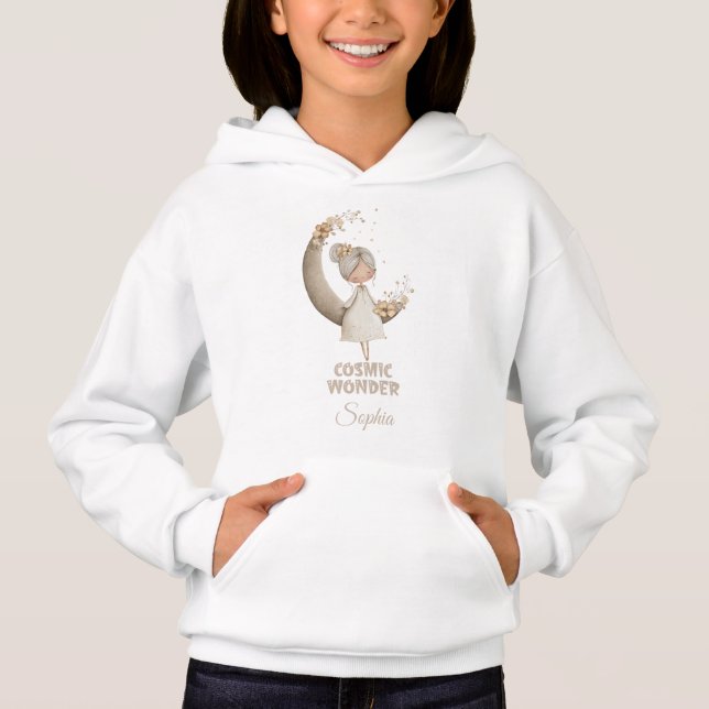 Cosmic Wonder Fairy Moon Personalized Girls Hoodie (Front)