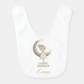 Cosmic Wonder Fairy Moon Personalized Name Baby Bib