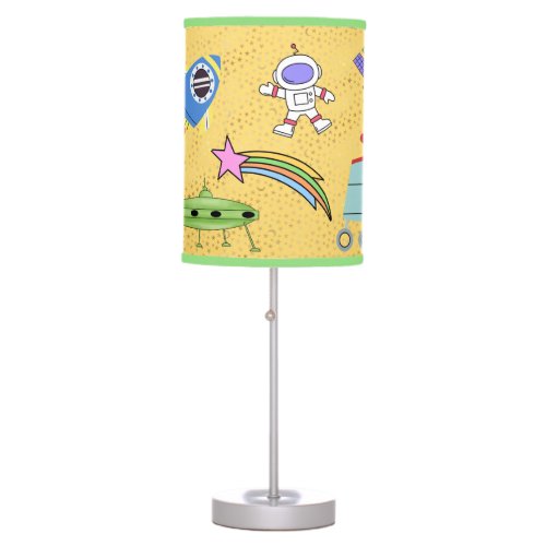 Cosmic World Astronauts Aliens and Spaceships Table Lamp
