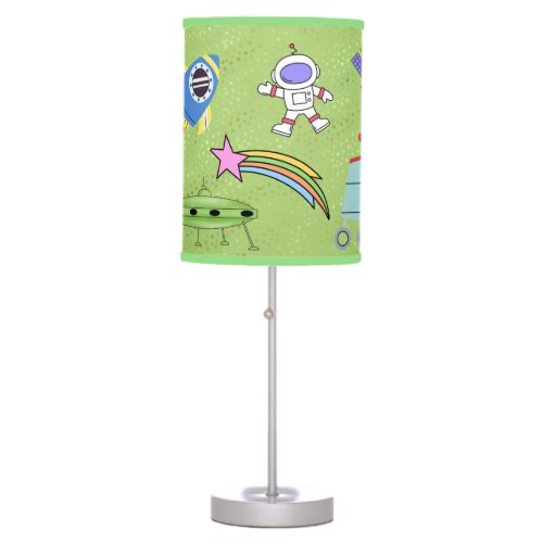 Cosmic World Astronauts Aliens and Spaceships Table Lamp