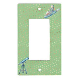 Cosmic World - Green - Telescope and Astronaut Light Switch Cover