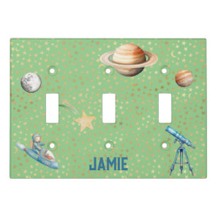 Cosmic World-Telescope, Stars, Planet & Astronaut Light Switch Cover