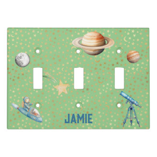 Cosmic World-Telescope, Stars, Planet & Astronaut Light Switch Cover