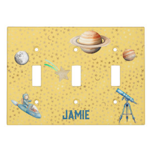 Cosmic World-Telescope, Stars, Planet & Astronaut Light Switch Cover