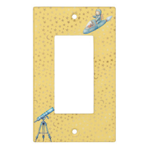 Cosmic World-Yellow With Stars Telescope Astronaut Light Switch Cover