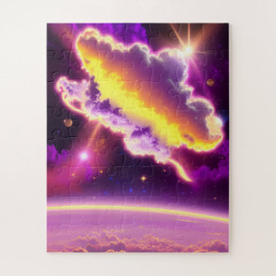 Cosmic Yellow Purple Cloud Zap Atmospheric Planet Jigsaw Puzzle