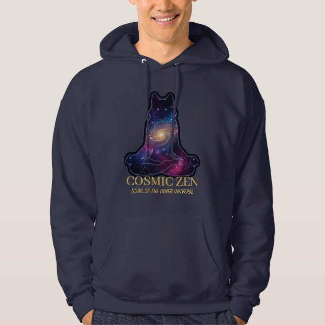 Cosmic Zen Wolf – Meditating Galaxy Spirit Animal  Hoodie (Front)
