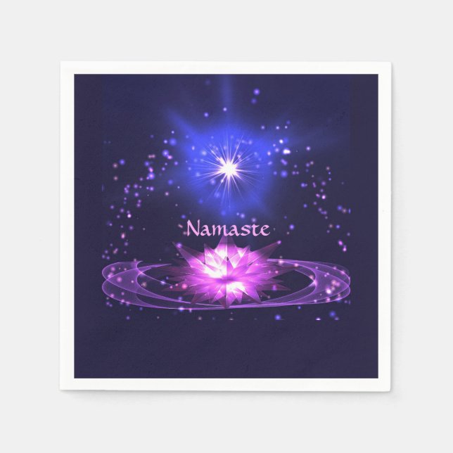Cosmic Zen Yoga Namaste Crystal Lotus Flower Napkins (Front)