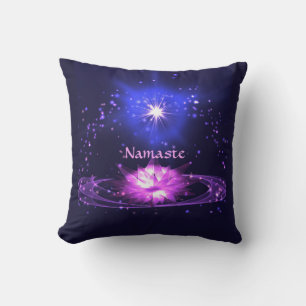 Cosmic Zen Yoga Namaste Crystal Lotus Flower Throw Pillow