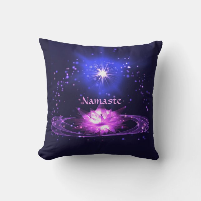 Cosmic Zen Yoga Namaste Crystal Lotus Flower Throw Pillow (Front)