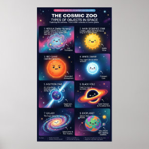 Cosmic Zoo Space Objects Astronomy Infographic Poster