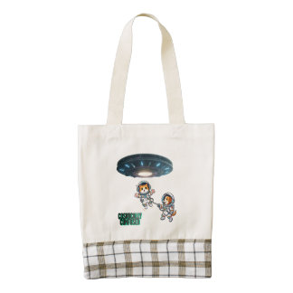 Cosmically Confused Funny Astronaut Cat and Dog To Zazzle HEART Tote Bag