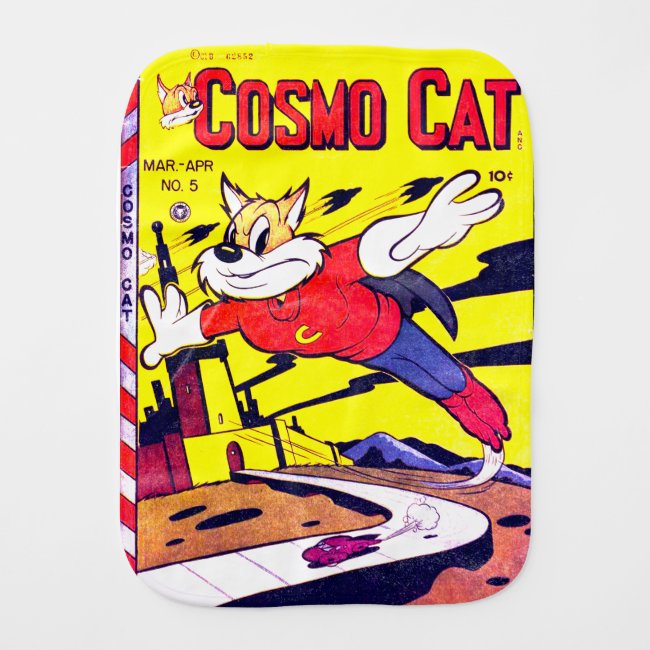 Cosmo Cat No.5, Funny Vintage Comic Book Cover Baby Burp Cloth