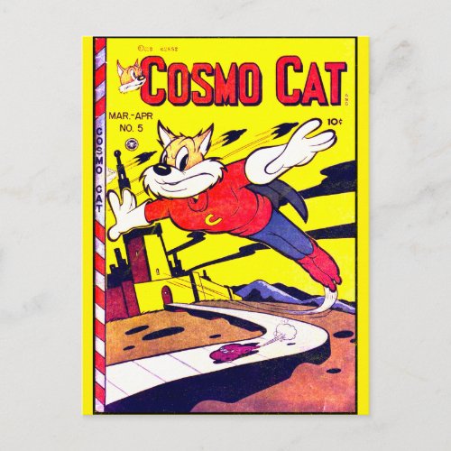 Cosmo Cat No5 Funny Vintage Comic Book Cover Postcard