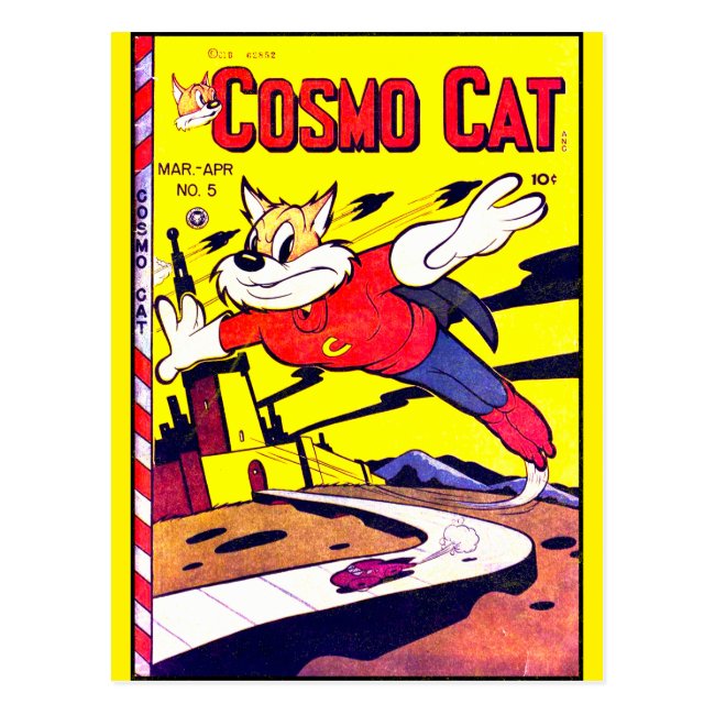 Cosmo Cat No.5, Funny Vintage Comic Book Cover Postcard
