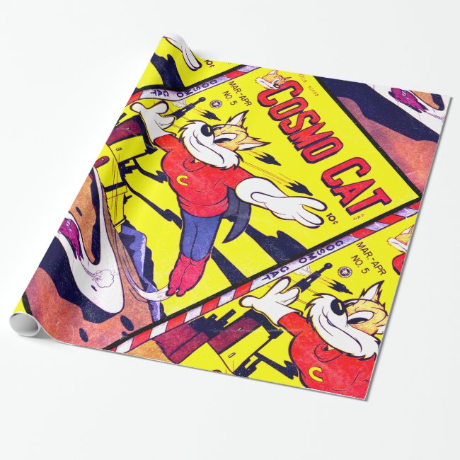 Cosmo Cat No.5, Funny Vintage Comic Book Cover Wrapping Paper