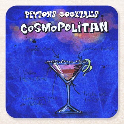 Cosmo Cocktail Party Square Paper Coaster