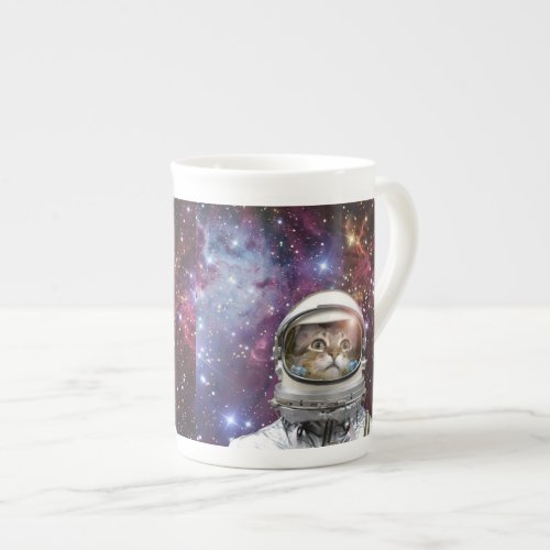 Cosmonaut cat bone china mug